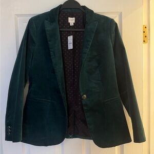 J. Crew Women's Deep Green Velvet Blazer